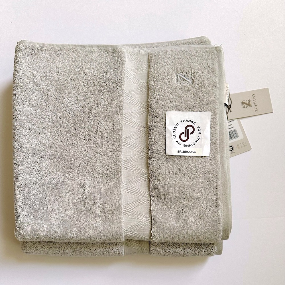 🎁ZOFFANY Bath Towel Set -2 PCS- Flint Grey - 3D20050BGY- Kanoko Plain Dye